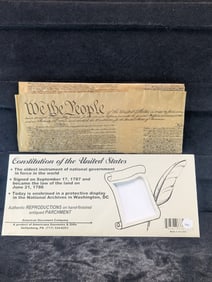 Constitution of the United States (On Parchment), Reproduction, Own History, New, Novelty