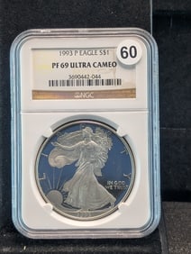 1993 P American Silver Eagle PF 69 Ultra Cameo by NGC