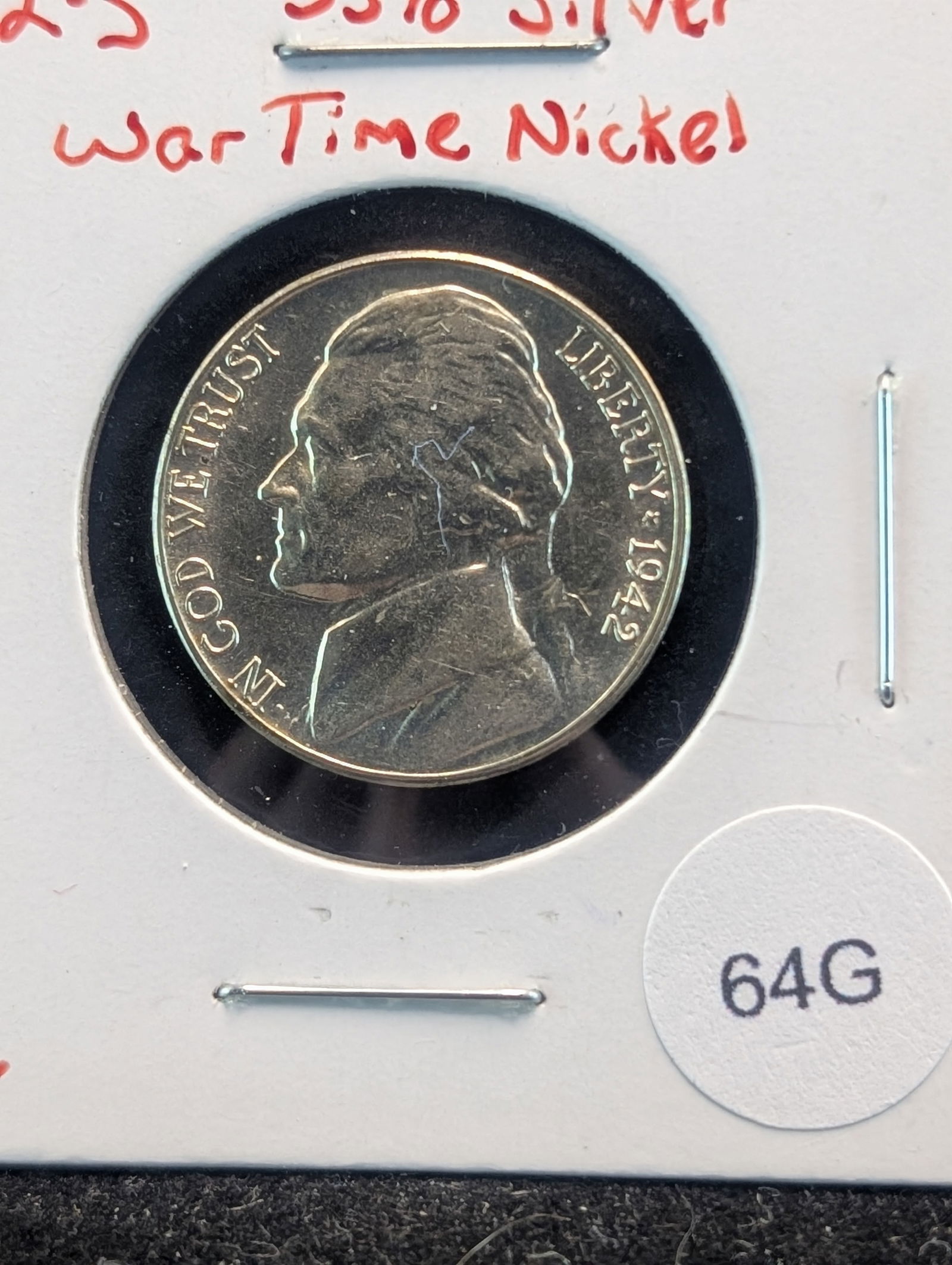 1942-S Jefferson Nickel. High Grade. 35% Silver (1 of 3)