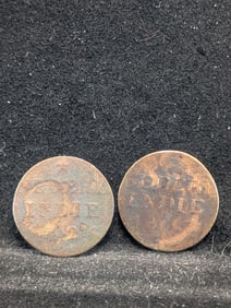 1817 1c & 1826 1/4 S Nederland Indie Coins, (Nice Details)