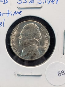 1945-D Jefferson Nickel. High Grade. 35% Silver