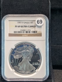 1997 P American Silver Eagle PF 69 Ultra Cameo by NGC
