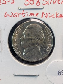 1945-S Jefferson Nickel. High Grade. 35% Silver
