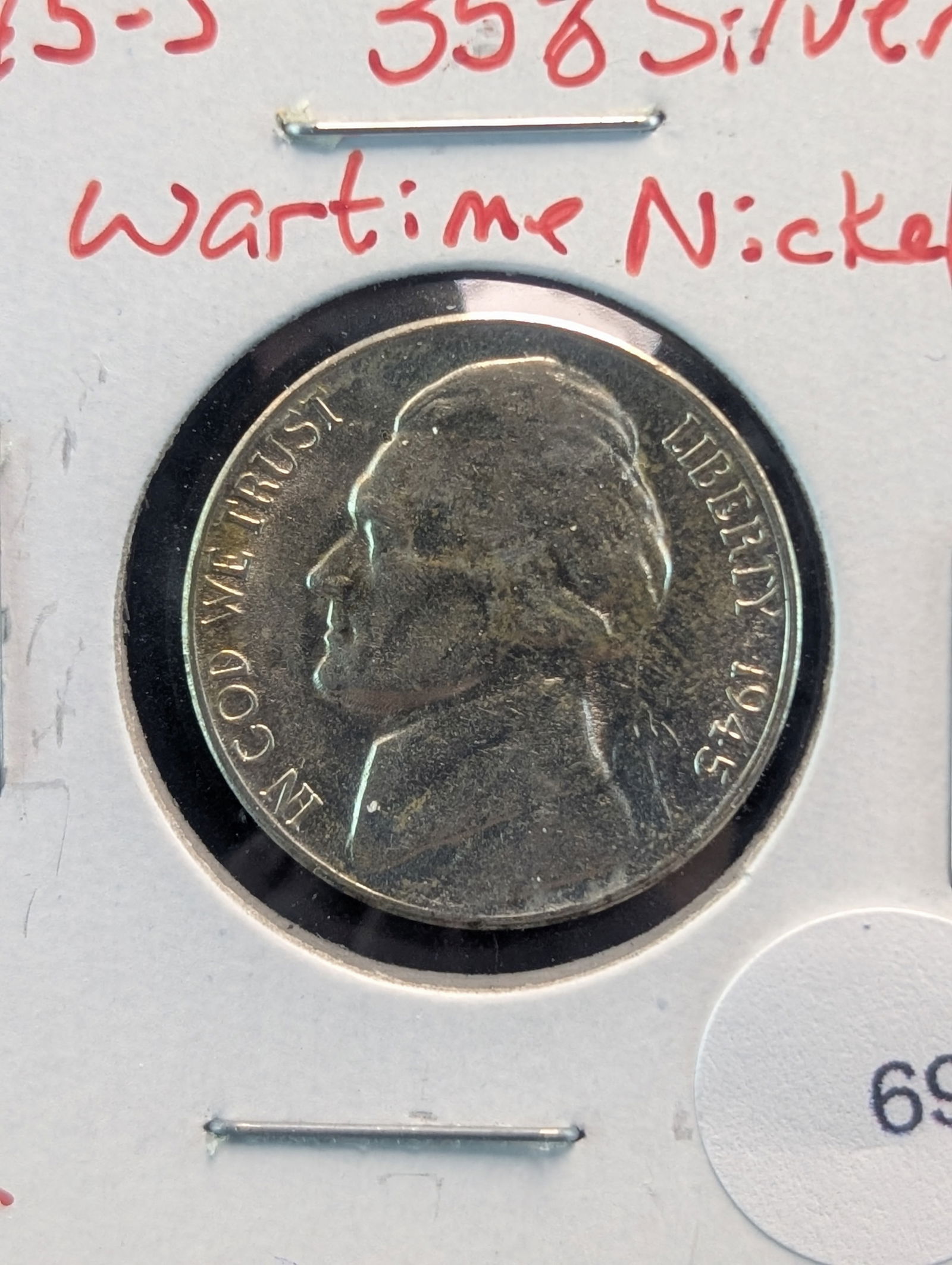 1945-S Jefferson Nickel. High Grade. 35% Silver (1 of 2)