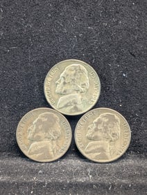 1945 P,D,S Jefferson Nickels. 35% Silver