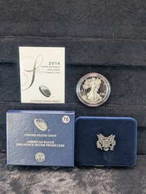 2014 W American Silver Eagle One Oz Silver Proof Coin OGP