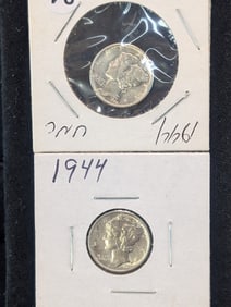 (2) 1944 P Mercury Dimes Nice Coins