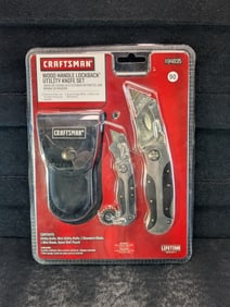 Craftsman Wood Handle Lockback Utility Knife Set NIB