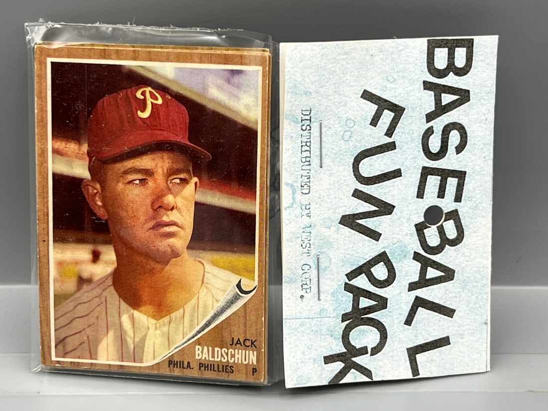 West Corp. Cello Fun Pack Repack 1962 Topps Baseball Sealed Pack - Partial seal tear (1 of 2)