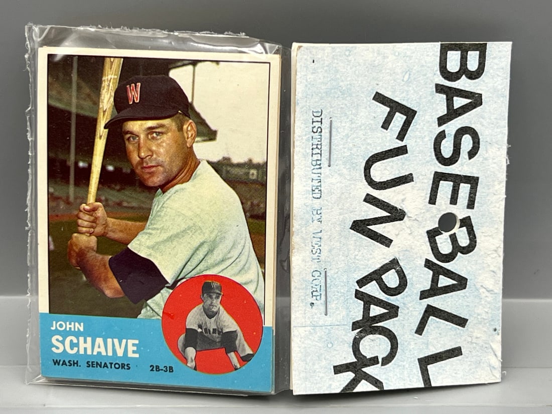 West Corp. Cello Fun Pack Repack 1963 Topps Baseball Sealed Pack - Partial seal tear (1 of 2)