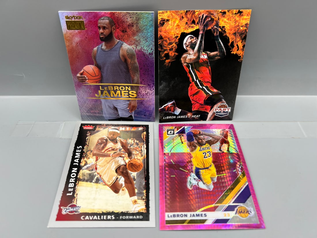 Lot of (4) Assorted LeBron James Basketball Cards - Varying Conditions (1 of 2)