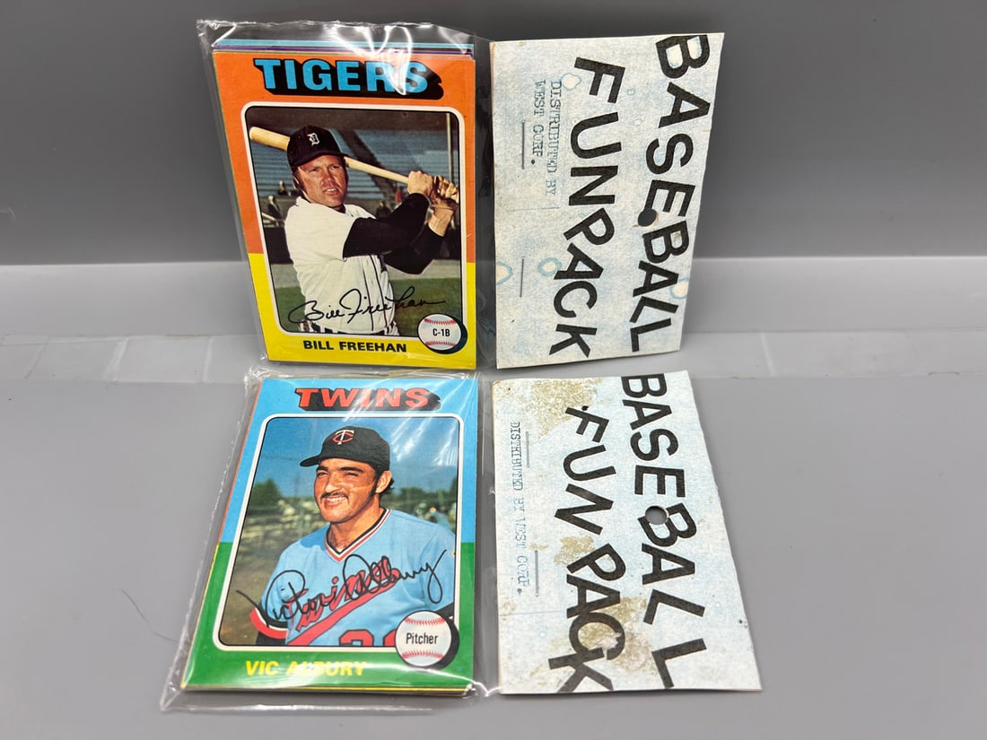 Lot of (2) West Corp. Cello Fun Pack Repack 1975 Topps Baseball Sealed Packs (1 of 2)