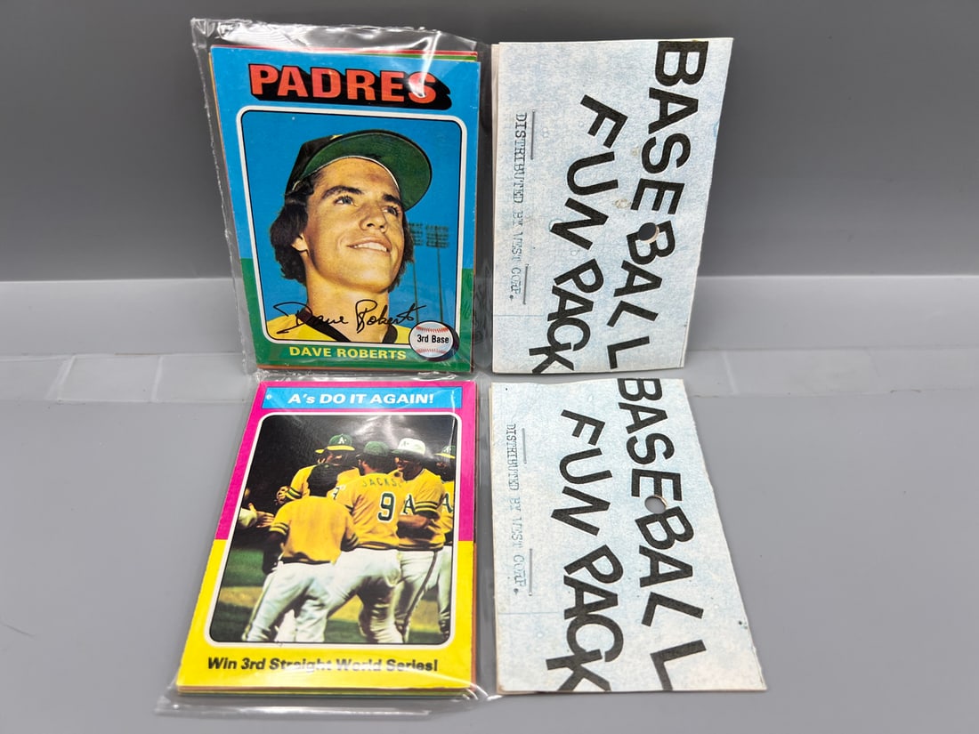 Lot of (2) West Corp. Cello Fun Pack Repack 1975 Topps Baseball Sealed Packs - Reggie Jackson World (1 of 2)