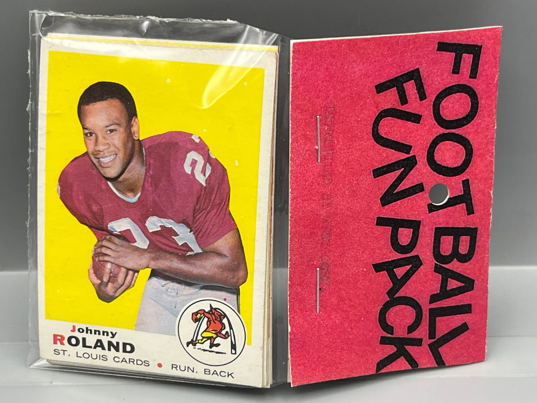 West Corp. Cello Fun Pack Repack 1969 Topps Football Sealed Pack - Fred Biletnikoff On Back - (1 of 2)