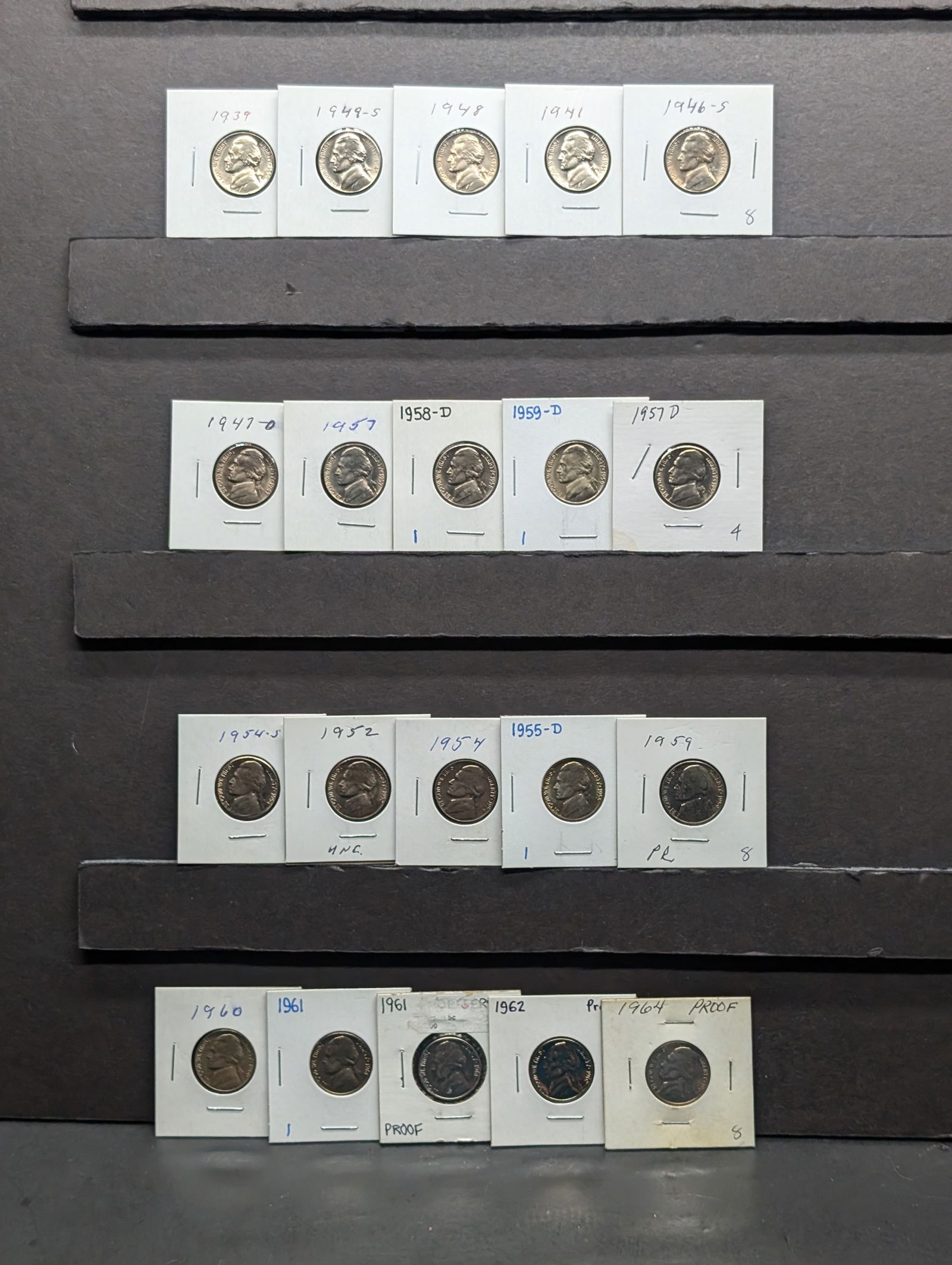 Collection of 1939-1964 PROOF & UNC Jefferson Nickels (20 PCS) (1 of 9)