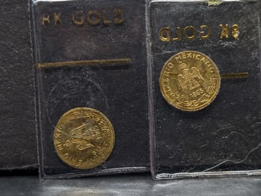 1865 Mexico Miniature 8K GOLD Maximiliano Coins (2 Pcs)