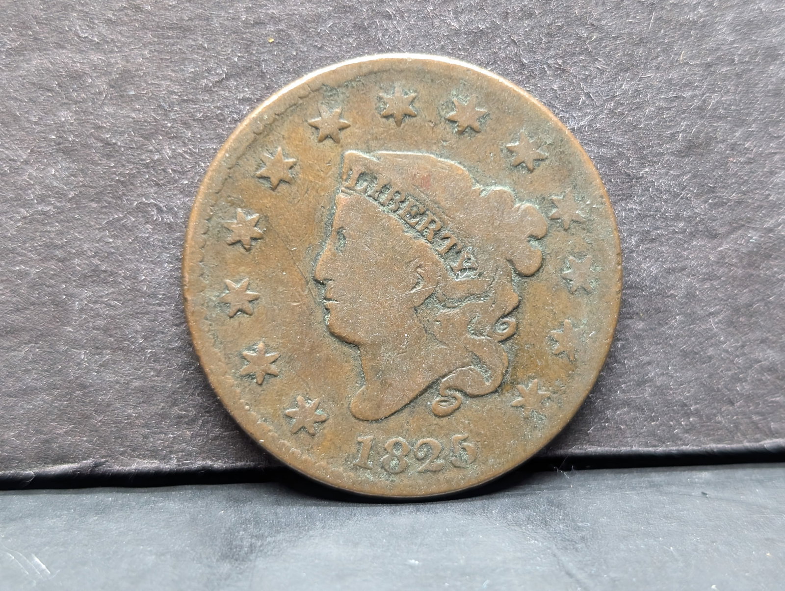 1825 Matron Head Large Cent. VG with no corrosion. (1 of 3)