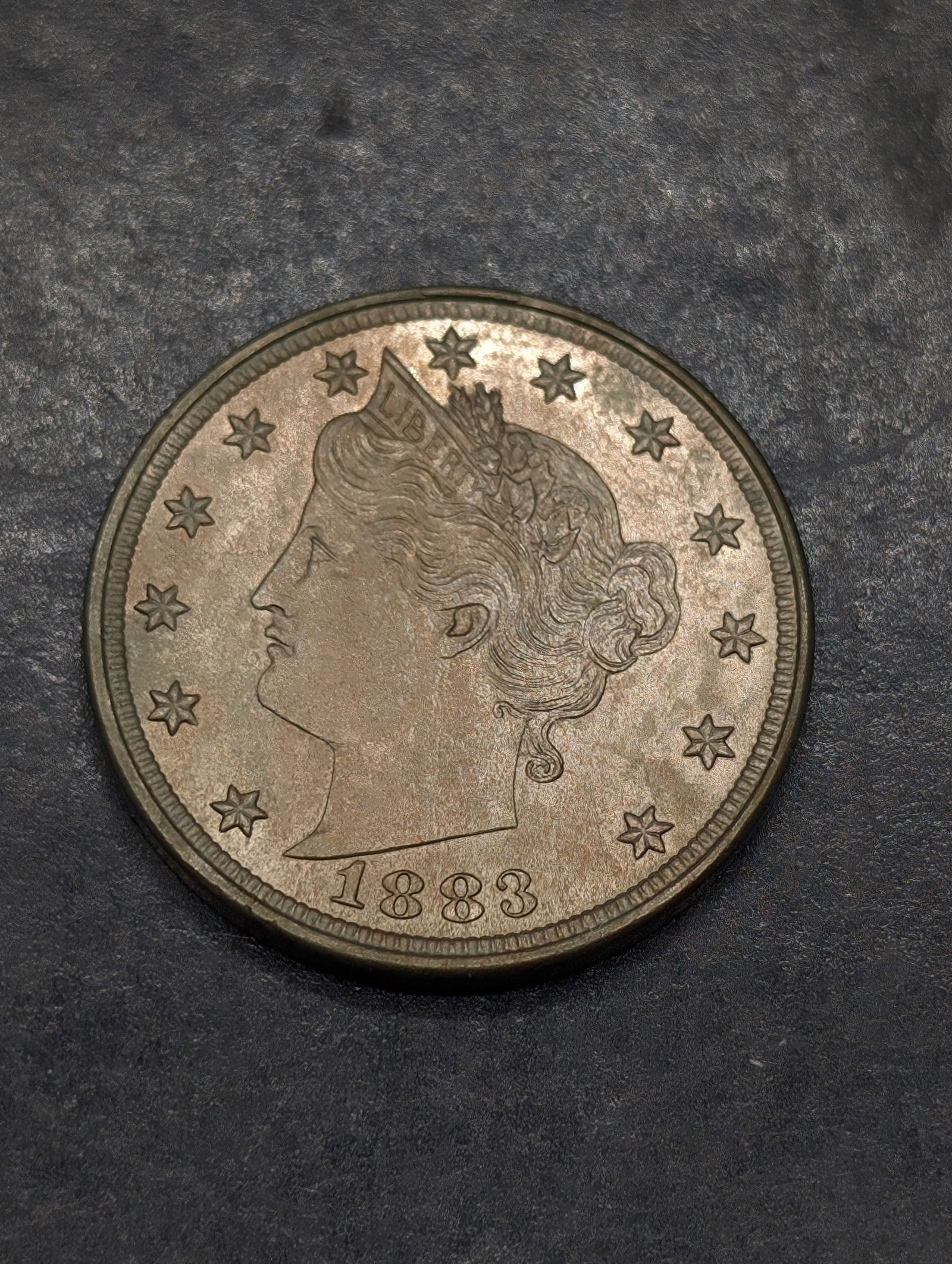 1883 No Cents V Nickel Toned, UNC (1 of 2)
