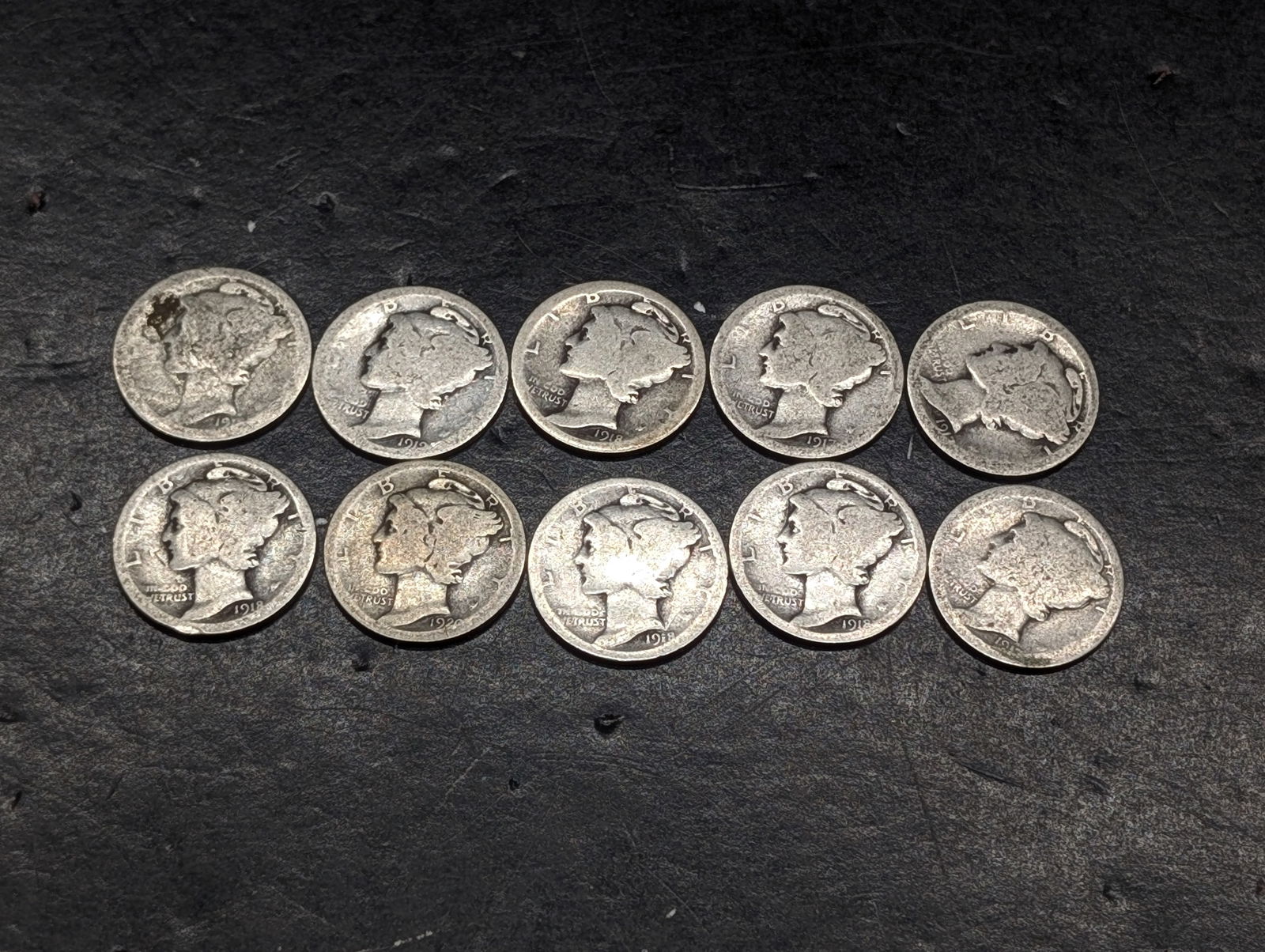 (10) Early Date Merc Dimes (1 of 5)