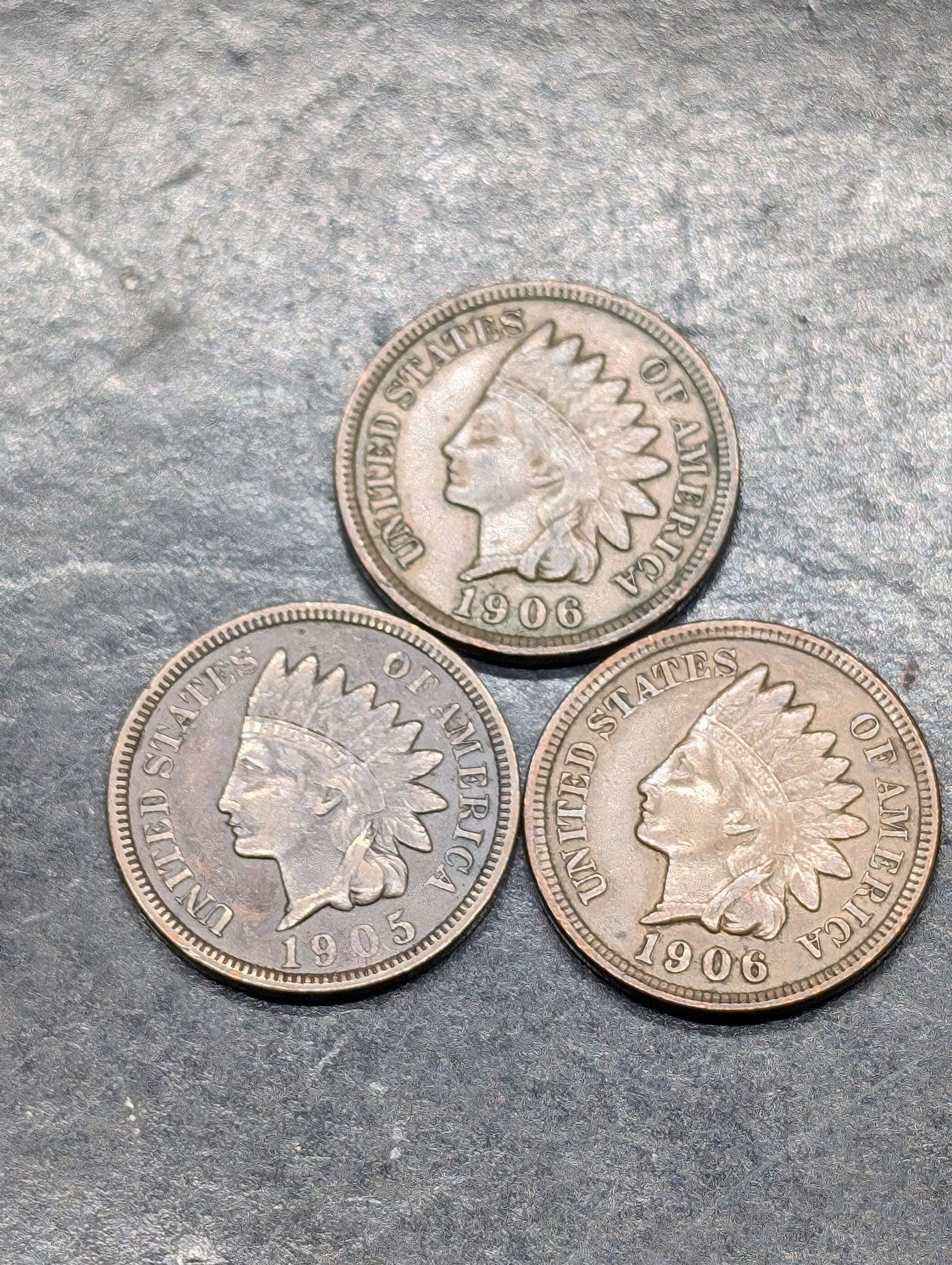 Lot of Three **AU** Indian Head Cents (1 of 2)