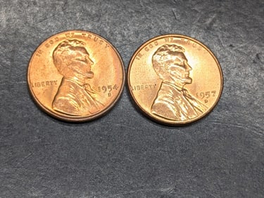 1954-S & 1957-D Red UNC Lincoln Wheat Cents