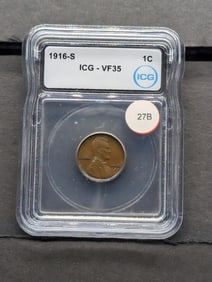 1916-S Lincoln - Slabbed VF 35 ICG