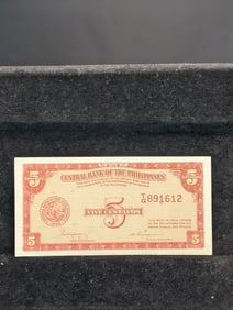 1949 Philippines 5 Centavo Note. GEM CRISP UNC. Post WWII Currency
