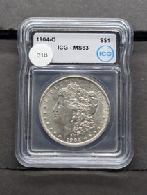 1904-O Morgan Silver Dollar ,Slabbed MS 63 By ICG