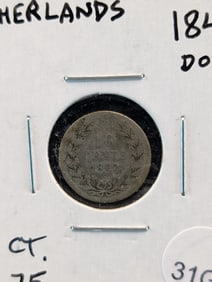 1849 W/Dot Variety Netherlands 10c. 83.5% Silver