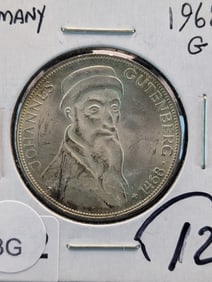 1968-G Germany 5 Mark. GEM UNC. 90% Silver