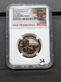 2018 S Sacagawea $1.00 Coin Jim Thorpe PF 69 Reverse Proof by NGC