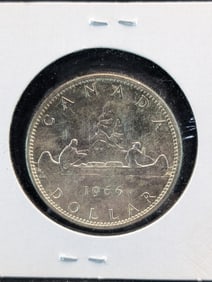 1966 Canada Silver Dollar. GEM BU. 80% Silver