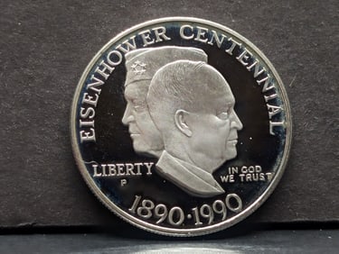 1990-S Proof Eisenhower Centennial 90% Silver Dollar