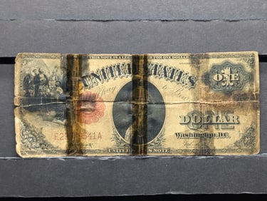 1917 U.S. One Dollar Note - Repaired With Tape
