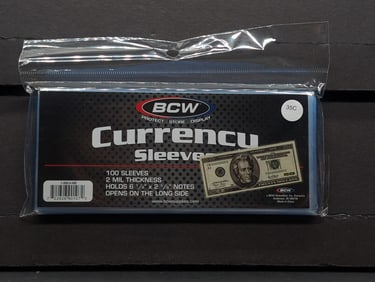 100 BCW Currency Sleeves, New/Sealed