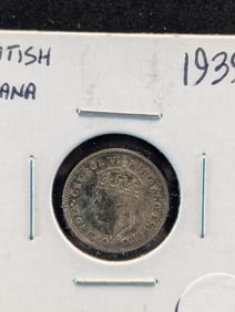 1939 British Guiana Silver Four Pence.