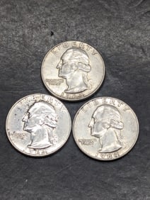 Lot of (3) 1964 90% Silver Washington Quarters