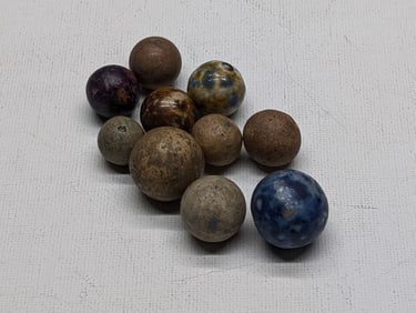 10 Civil War Era Marbles 1860's, With Bennington's