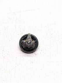 Small Masonic 10K White Gold Pin (.225 Grams) with Sterling Screw back (.690 Grams)