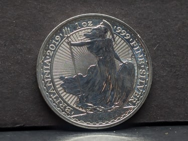 2019 British 2 Pounds Britannia, 1 Troy Ounce .999 Fine Silver