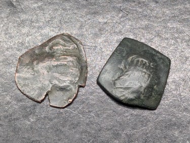 2-12th-14th Century Byzantine Cup Coins-Medieval Coin, over 600 years old