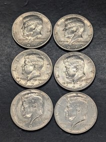 Six 1971-D Kennedy Half Dollars