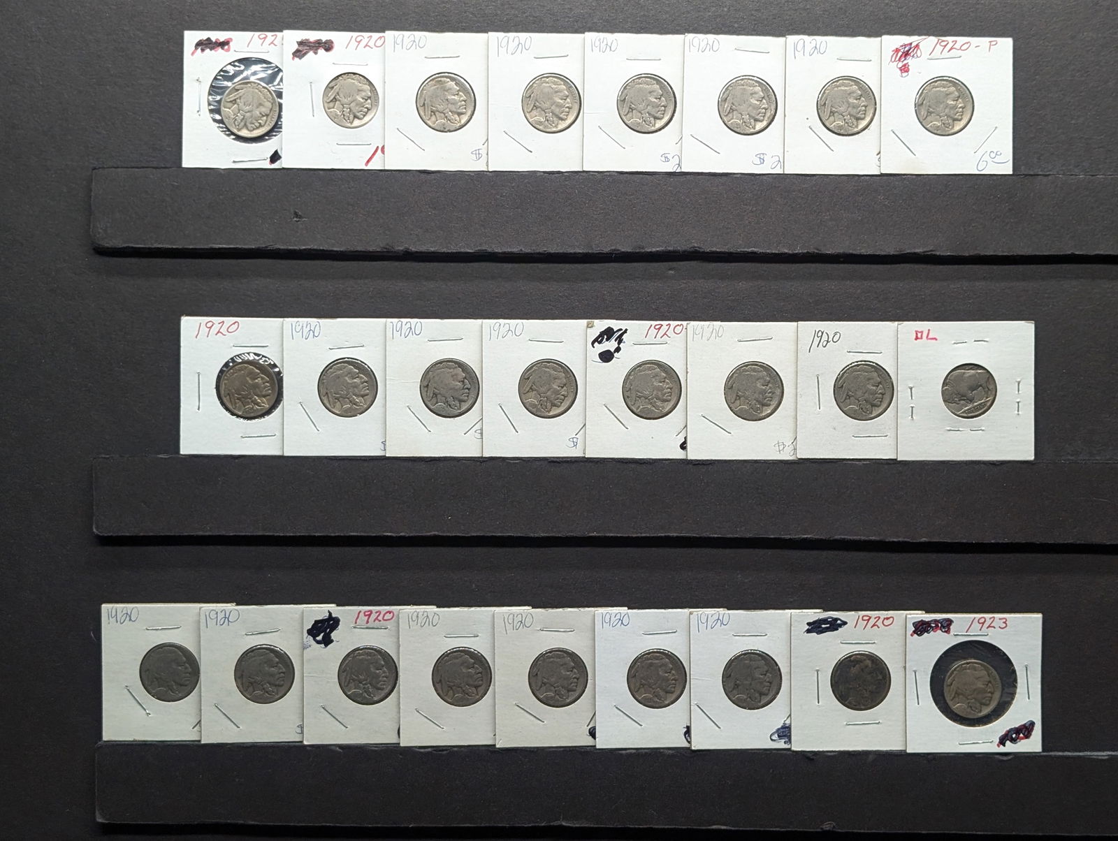 (25 coins) 1920's Buffalo Nickels (1 of 10)