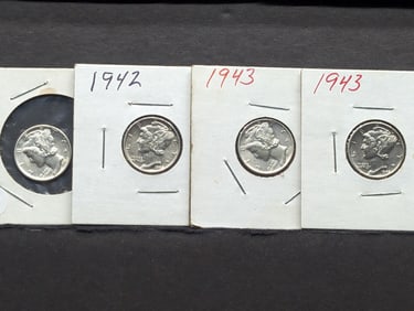 1937 P, 1942 P, 1943 P, 1943 D, Mercury Dimes
