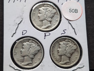 1941 P,D,S Mercury Dimes