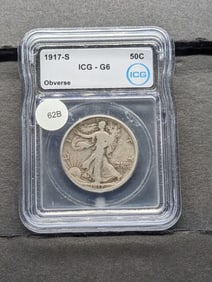 1917-S Obv Walking Liberty Half Dollar Slabbed By ICG