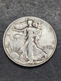 1941 S Walking Liberty 50c. 90% Silver. WWII Era