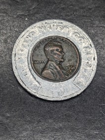 75 Year Reading Trust Bank Penny Token w/ 1961-D Lincoln Cent 1886-1961