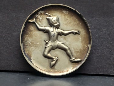 .925  2 1/2 oz Silver Peter Pan Round By Walt Disney Productions