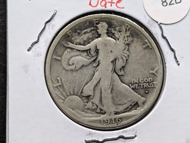 1916-D Walking Liberty Half Dollar VG/F, Obverse Mint Mark, Key Date!